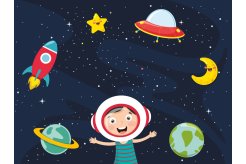 Espace-laisser de l'espace dans le ventre Petit garçon dans l'espace : il a de la place comme doit en avoir l'estomac!